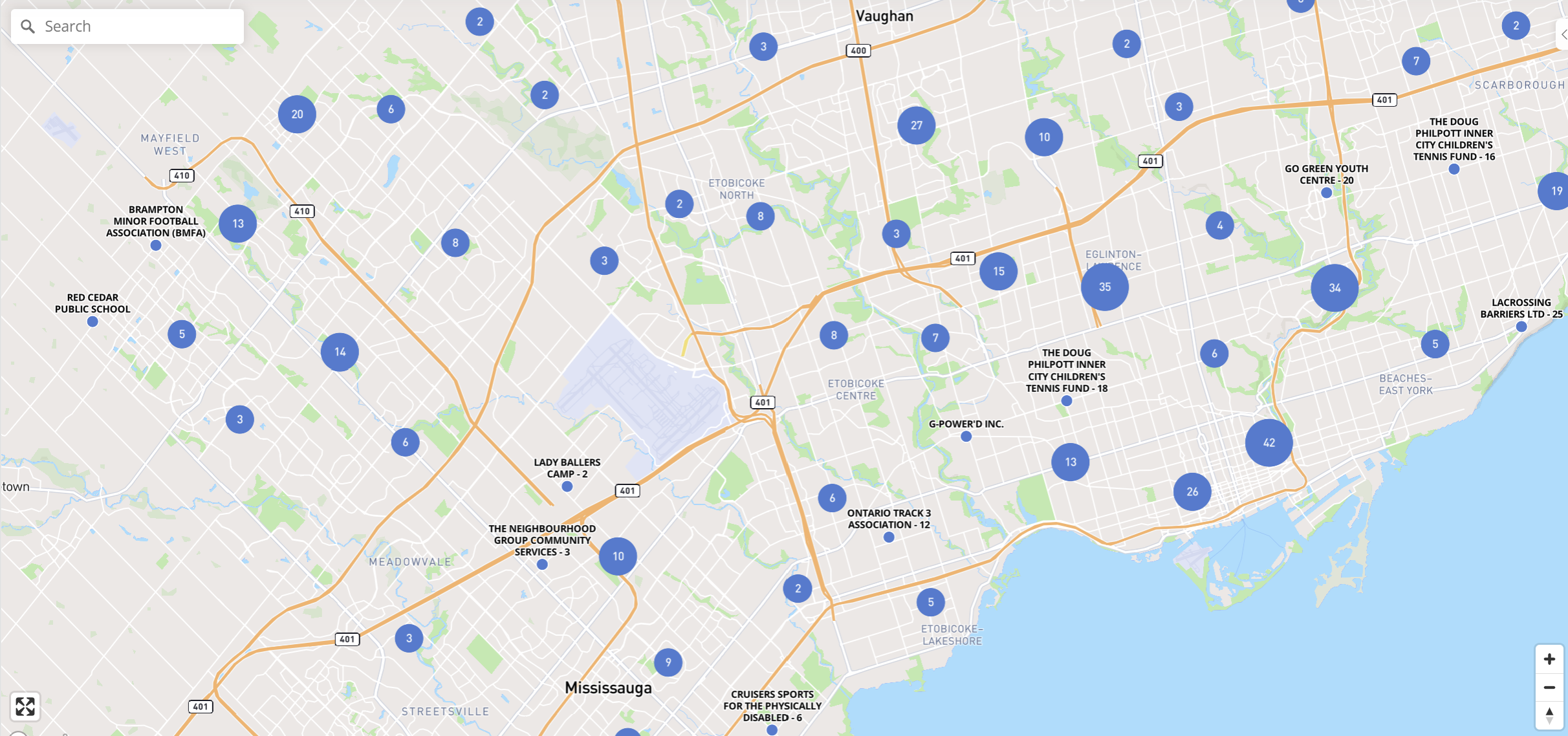 SportIntel Canada interactive map view of Toronto